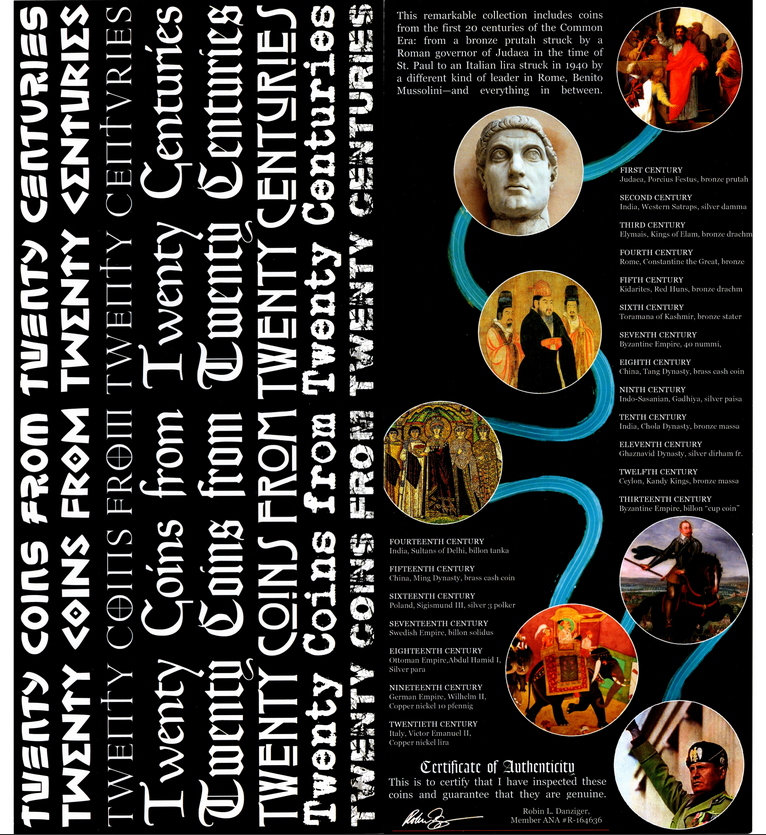 Twenty Coins from Twenty Centuries: Boxed Collection of Coins from the First through the Twentieth Centuries AD