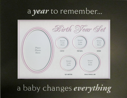 Birth Year Coin Set Frame - Baby Girl