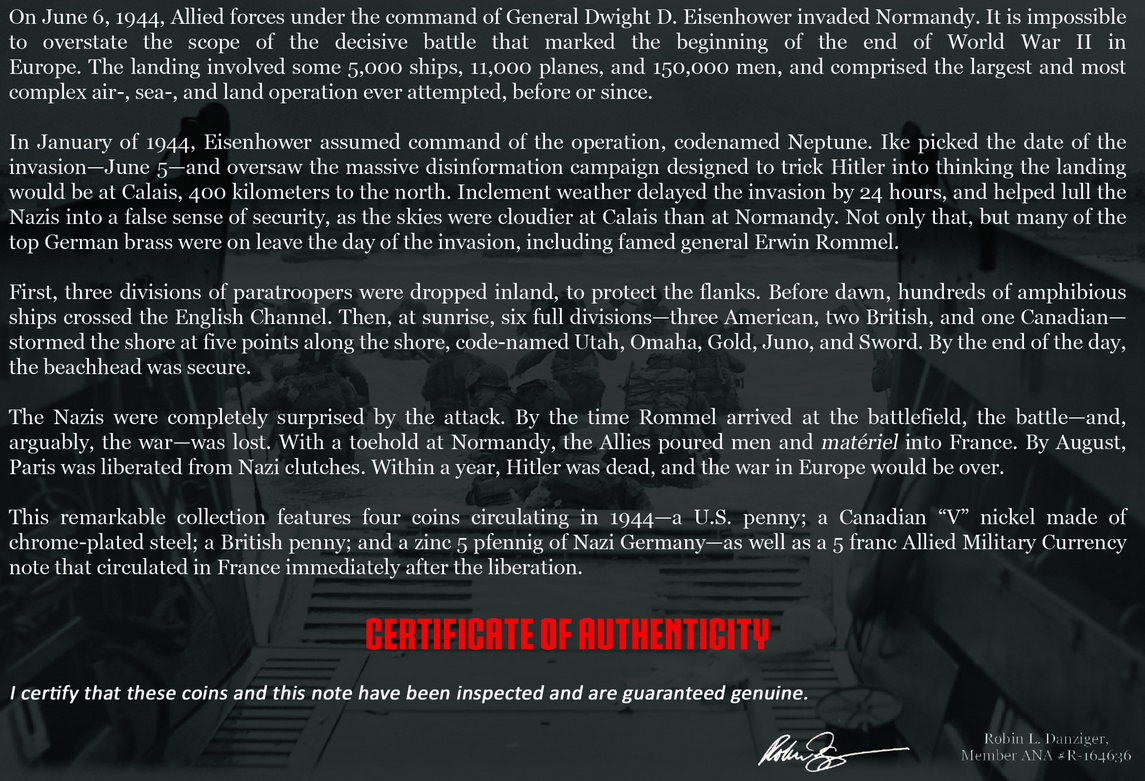 D-Day: June 6, 1944, Operation Neptune & The Allied Invasion of Normandy (five piece album)