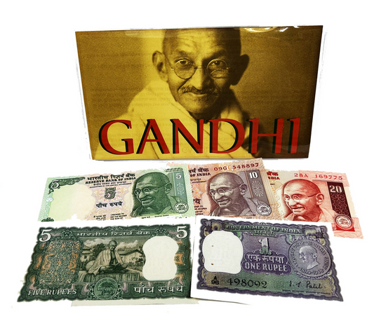 Gandhi: A Set of Five Indian Banknotes (billfold)