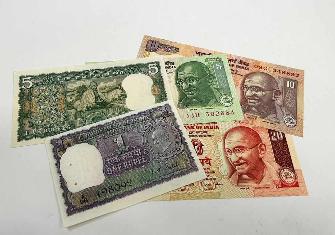 Gandhi: A Set of Five Indian Banknotes (billfold)