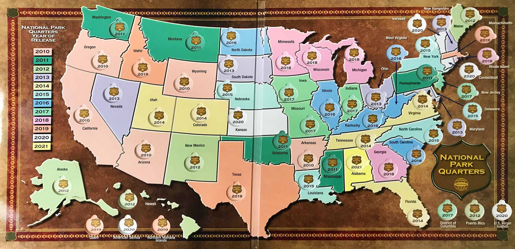 National Park Quarters Collectors  Map