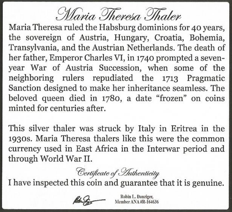 Maria Theresa Silver Thaler