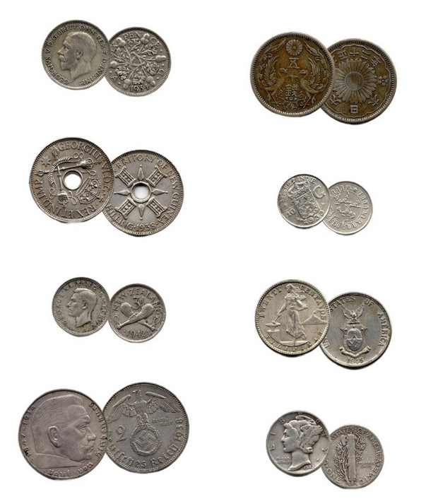 World War II: A Set of Eight Silver Coins