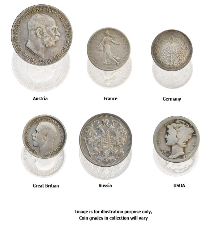 he Great War Box: 6 Silver Coins from the First World War (WWI) (Six-Coin Box)