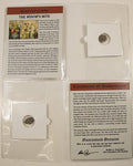 Judea's Widow mites, Bronze coins of Judas in a display case with an authentication certificate.